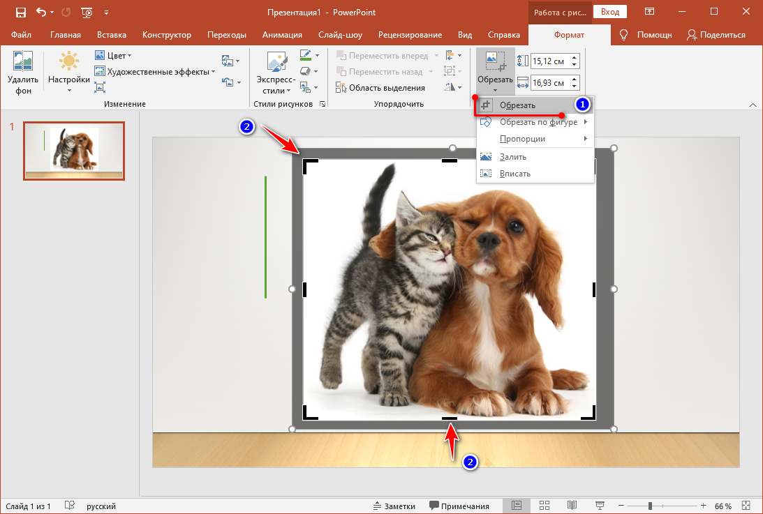 Обрезать изображение powerpoint