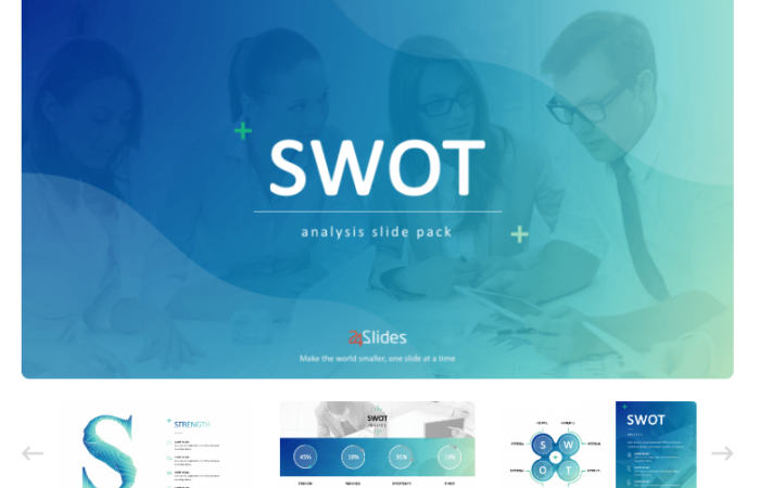 Шаблон презентации PPTX для SWOT-анализа
