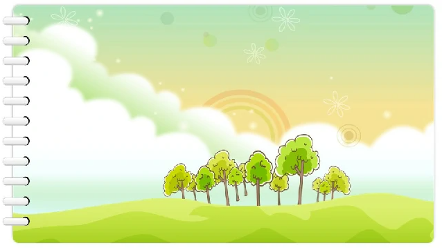 ярко-зеленый фон презентации для детей в виде альбома с деревьями