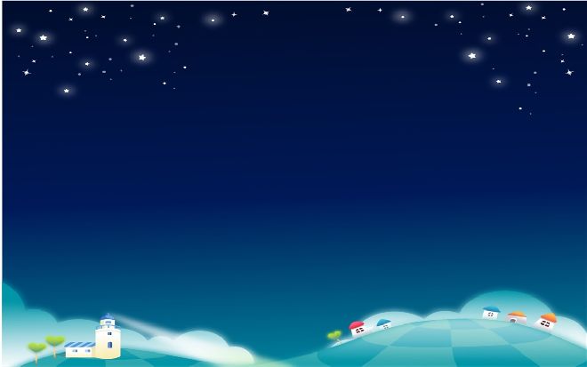 сказочный фон презентации для ребенка с ночным небом, звездами и домиками